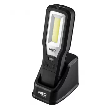 Pārbaudes lampa 550 lm COB LED ar uzlādes dokstaciju un pamatni