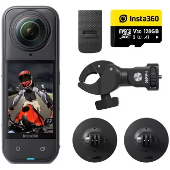 Insta360 X3 Action Camera ar motocikla stiprinājumu komplektu - 5.7K 360 video, 72MP foto, FlowState stabilizācija