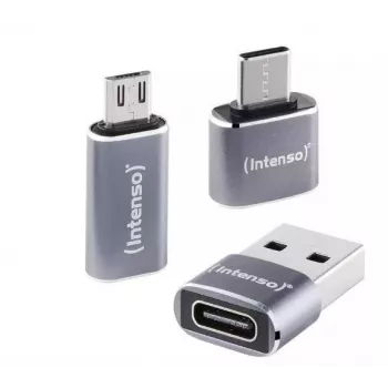 Intenso 3-in-1 USB-C Multiport Adapter, USB-C uz USB-A, USB-C, Micro USB, 480 Mbps, 60W PD, Melns