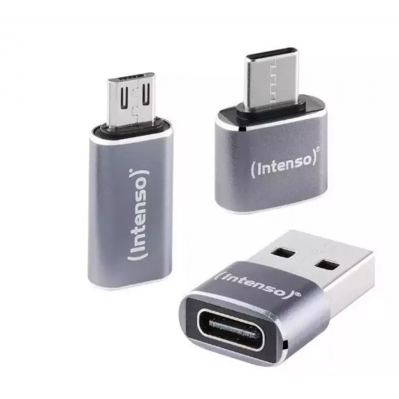Intenso 3-in-1 USB-C Multiport Adapter, USB-C uz USB-A, USB-C, Micro USB, 480 Mbps, 60W PD, Melns