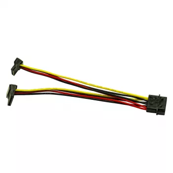 Inter-Tech Molex uz 2x SATA strāvas 90° adaptera kabelis, 0,15 m