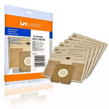 Invest Eco Paper Vacuum Cleaner Bags for Zelmer 1500.0050 / Cobra II Silent 2500.0EH (5 pcs.)