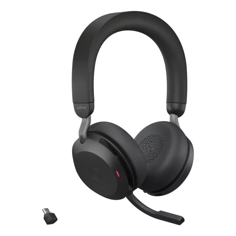 Jabra Evolve2 75 bezvadu Bluetooth austiņas ar aktīvo trokšņu slāpēšanu, Microsoft Teams sertificētas, melnas
