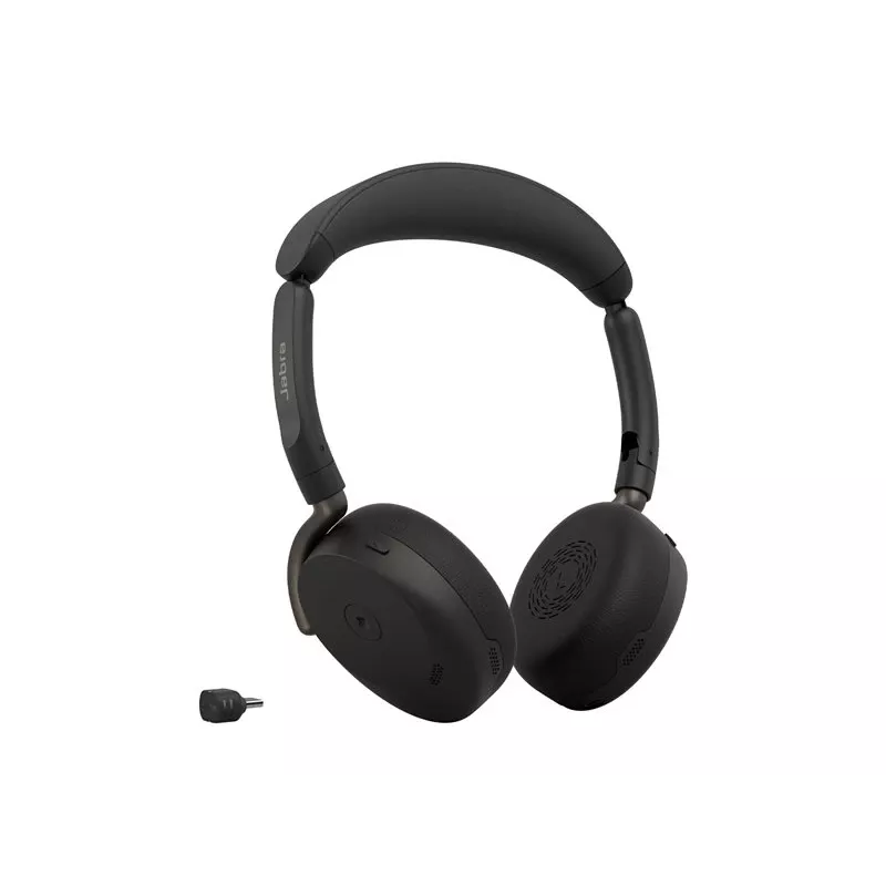 Jabra Evolve3 65 Flex MS bezvadu Bluetooth ausu aizsargi ar Link 390c adapteri, melni