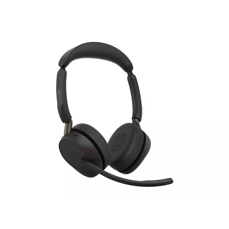 Jabra Evolve3 65 Stereo Link 390a MS bezvadu ausu aizsargi ar Bluetooth un USB-A adapteri, optimizēti Microsoft Teams, melni