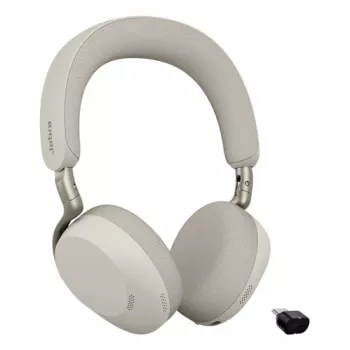 Jabra Evolve3 75 UC bezvadu austiņas ar trokšņu slāpēšanu un Link 390c adapteri (Warm Grey)