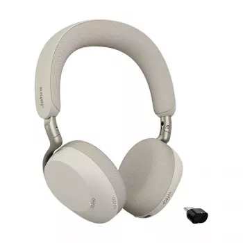 Jabra Evolve3 75 UC bezvadu austiņas ar trokšņu slāpēšanu un Link 390c adapteri (Warm Grey)