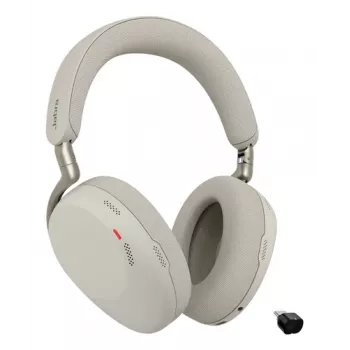 Jabra Evolve3 85 UC bezvadu austiņas ar aktīvo trokšņu slāpēšanu un Link 390C adapteri, silti pelēka