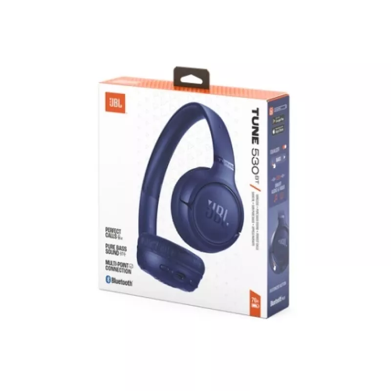 JBL Tune 530BT bezvadu ausis ar Pure Bass, Bluetooth 5.3, 40H akumulatoru, zilas