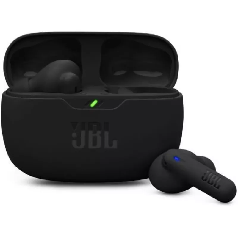 JBL Vibe Beam 2 True Wireless Bluetooth In-Ear austiņas ar dziļu basu, IP54 ūdensizturību, 32 stundu akumulatoru un diviem mikrofoniem - Melna
