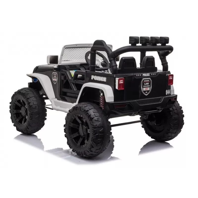 JC666 Policijas auto braucamais ar akumulatoru, LED gaismām, MP3, tālvadību, balts