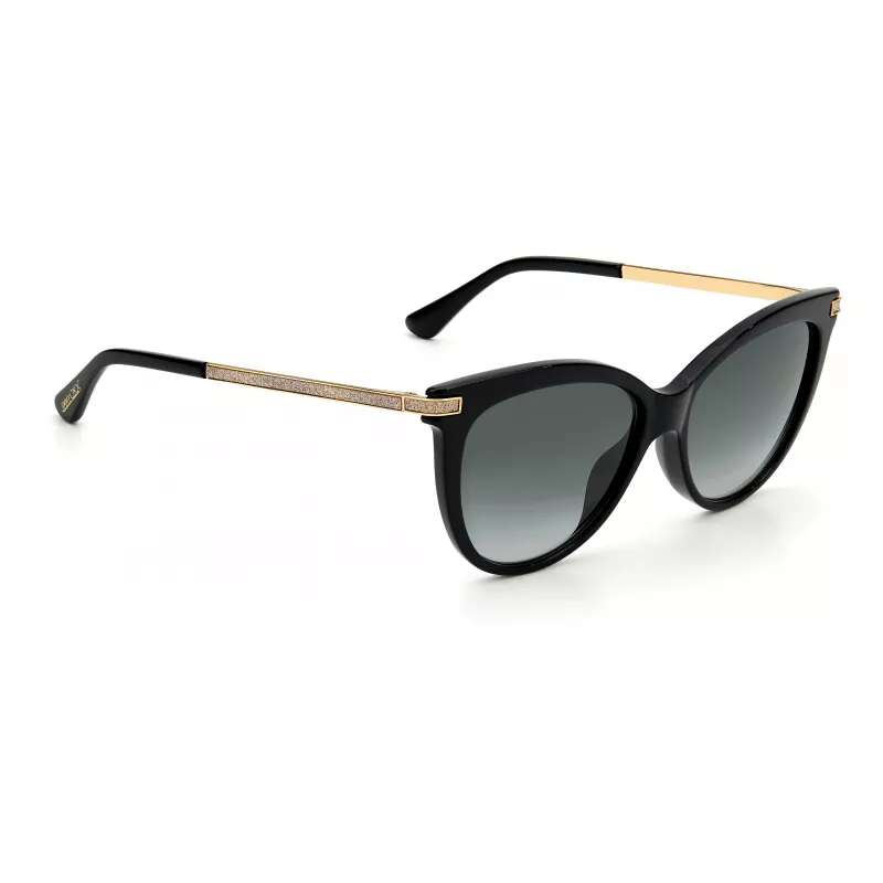 JIMMY CHOO AXELLEGS8079O Sieviešu tauriņa kaķa acs saulesbrilles - Melns rāmis, gradienta pelēkas lēcas 56/16/145 mm