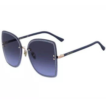 JIMMY CHOO LETI-S-LKSGB Sieviešu kaķacs formas saulesbrilles, melns zelts acetāta rāmis, pelēks gradienta lēcas 62/15/145 mm