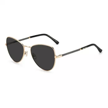 JIMMY CHOO Sieviešu CAROLS2M2IR Kaķacs formas saulesbrilles - Melns acetāta rāmis, pelēki gradienta lēcas 56/18/140 mm