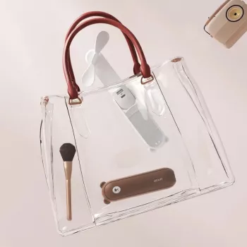 JISULIFE Handheld Fan 8 Brown - Pārnēsājams uzlādējams mini ventilators ar power bank funkciju