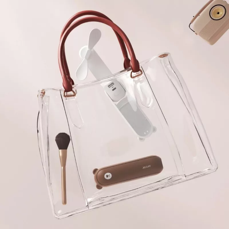 JISULIFE Handheld Fan 8 Brown - Pārnēsājams uzlādējams mini ventilators ar power bank funkciju