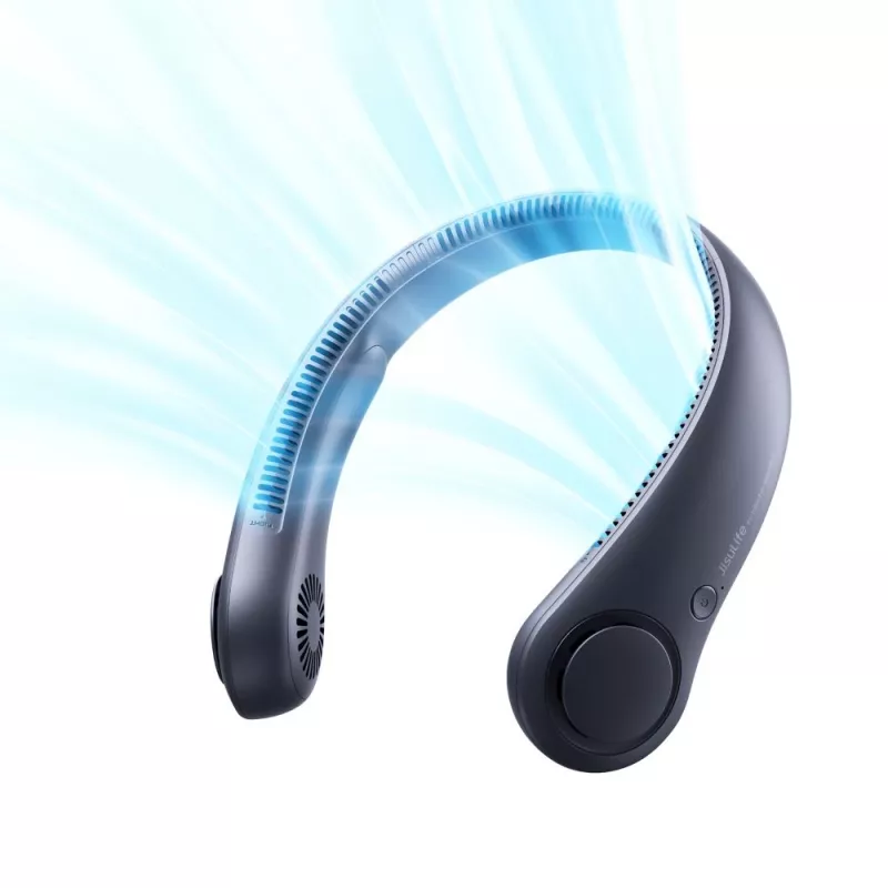 JISULIFE Kakla Ventilators 3 Tumši Zils - 5000mAh Uzlādējams Valkājams Bezlāpstiņu Ventilators ar 5 Ātrumiem, LED Displeju, USB-C