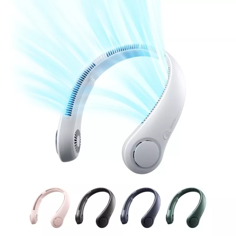 JISULIFE Kakla Ventilators 3 Pelēks - Valkājams Bezlāpstiņu Ventilators ar 4000mAh Akumulatoru, 5 Ātrumiem, USB-C