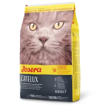 JOSERA Catelux sausā kaķu barība – lasis un mājputni, pret kažokādu kamoliem, 400g