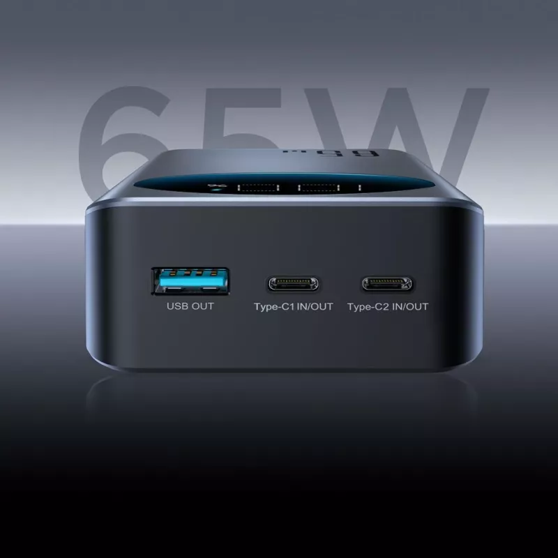 JOYROOM 30000mAh 65W Power Bank ar digitālo displeju (JR-PBF05) - Melns