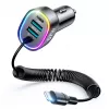 Joyroom 4-in-1 Fast Car Charger PD QC3.0 AFC FCP ar 1.6m 57W Lightning kabeli melns