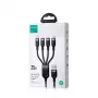 Joyroom 4-in-1 USB-A uz 2x Lightning / USB-C / Micro USB uzlādes kabelis, 3.5A, 1.2m, Melns (A18 sērija)