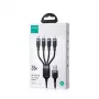 Joyroom 4-in-1 USB - Lightning/Type-C/Type-C/Micro USB kabelis Multi-Color Series A18, 3.5A, 1.2m, Melns (S-1T4018A18c)