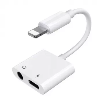 Joyroom Adapter Lightning uz Lightning/3.5mm Mini Jack, 0,12m, Balts (S-Y104)