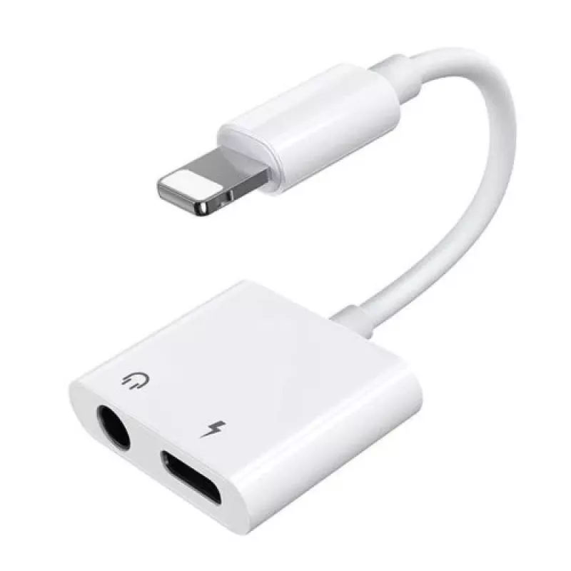 Joyroom Adapter Lightning uz Lightning/3.5mm Mini Jack, 0,12m, Balts (S-Y104)