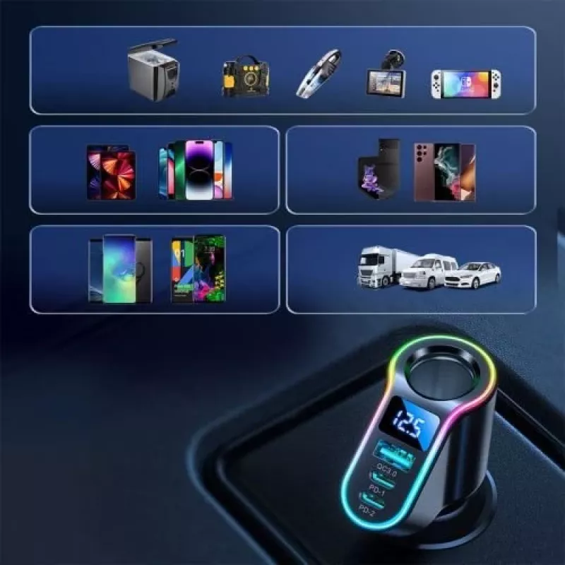 Joyroom Auto lādētājs 4-in-1 Bluetooth FM raidītājs PD 150W Melns (JR-CL21)