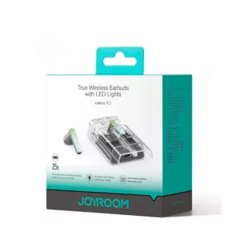 Joyroom IceLens Series True Wireless Earbuds ar LED gaismām, Bluetooth 5.3, TWS, AAC, SBC, Melns (JR-TC1-BLK)