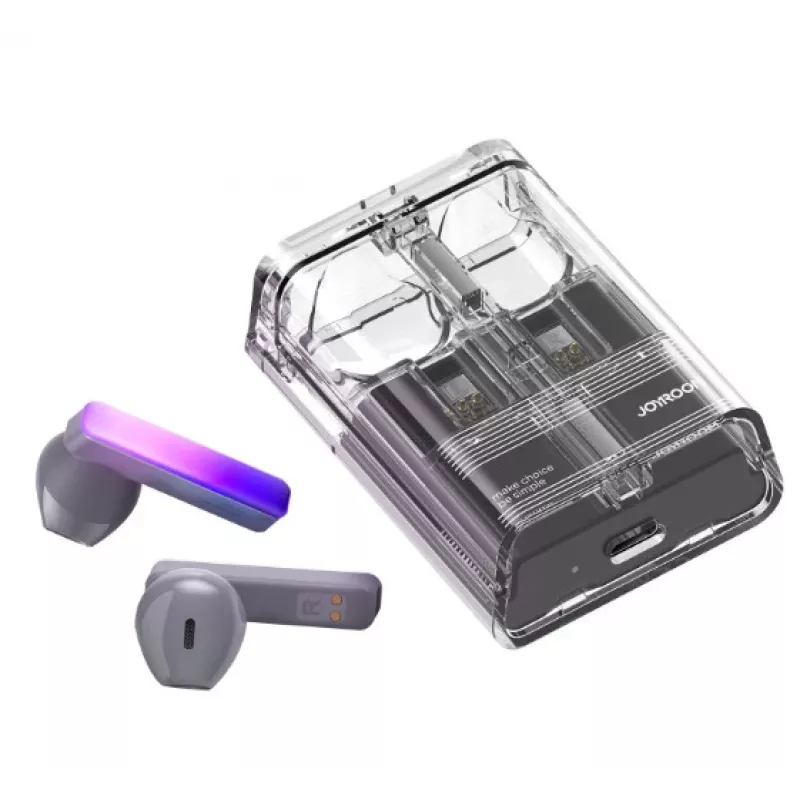 Joyroom IceLens Series True Wireless Earbuds ar LED gaismām, Bluetooth 5.3, TWS, AAC, SBC, Melns (JR-TC1-BLK)