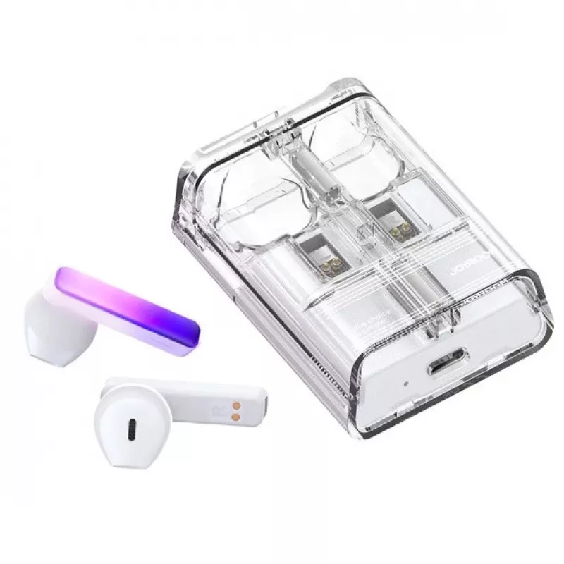 Joyroom IceLens Series True Wireless Earbuds ar LED gaismām, Bluetooth 5.3, Balts (JR-TC1-WHT)