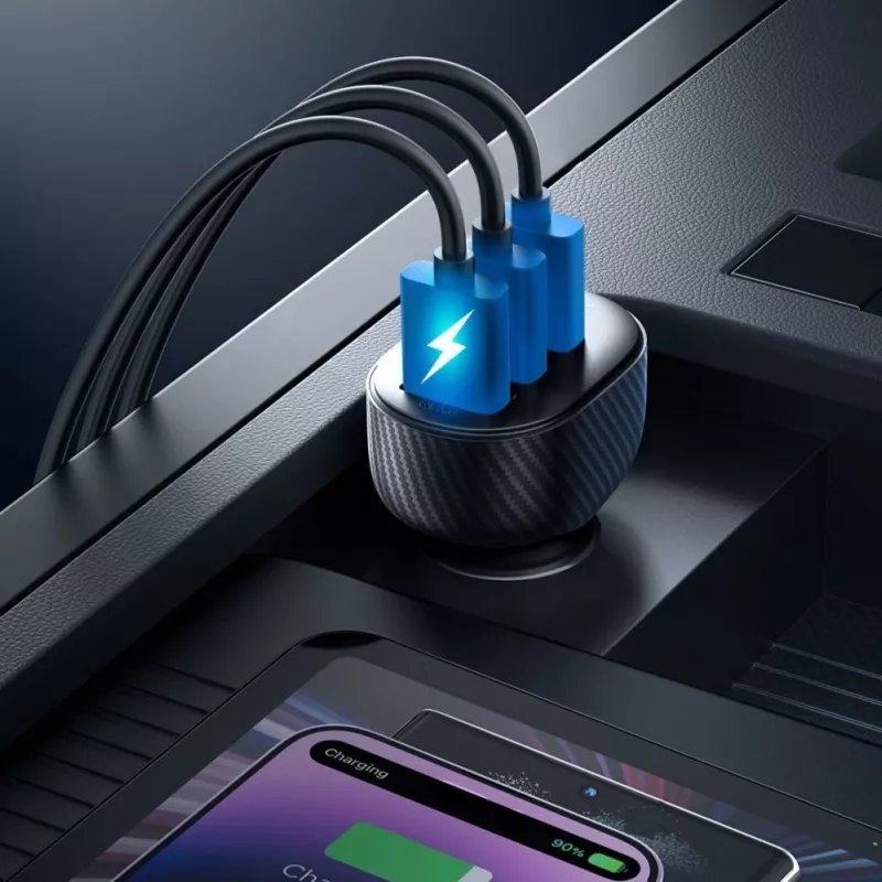 Joyroom JR-CCD03 Automašīnas lādētājs ar digitālo displeju, 3x USB-A, 17W, 3.4A, melns