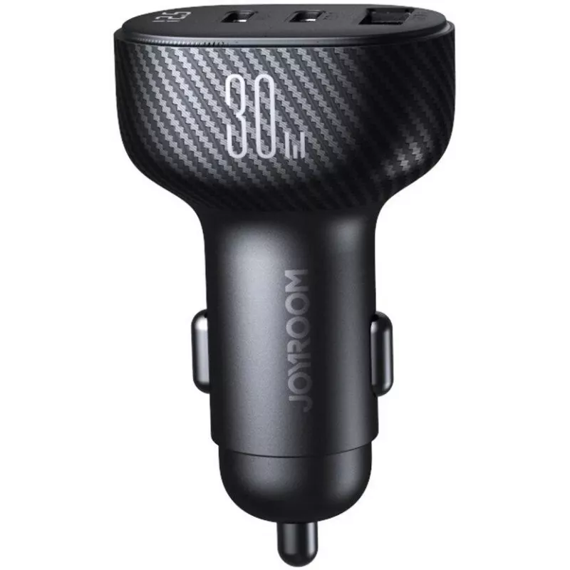 Joyroom JR-CCD04 Auto lādētājs 30W 2x USB-C USB-A ar digitālo displeju - Melns