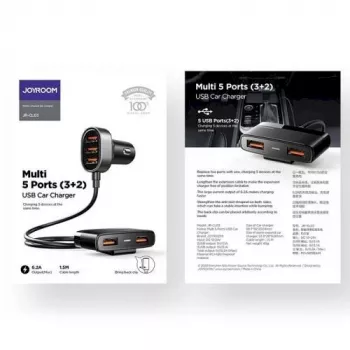 Joyroom JR-CL03 5-in-1 autolādētājs, 31W, 5 USB-A porti, melns