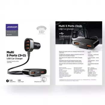 Joyroom JR-CL03 5-in-1 autolādētājs, 31W, 5 USB-A porti, melns