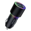 JOYROOM JR-CL10 Auto lādētājs 2x USB 24W LED fona apgaismojums Melns