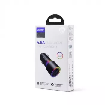 JOYROOM JR-CL10 Auto lādētājs 2x USB 24W LED fona apgaismojums Melns