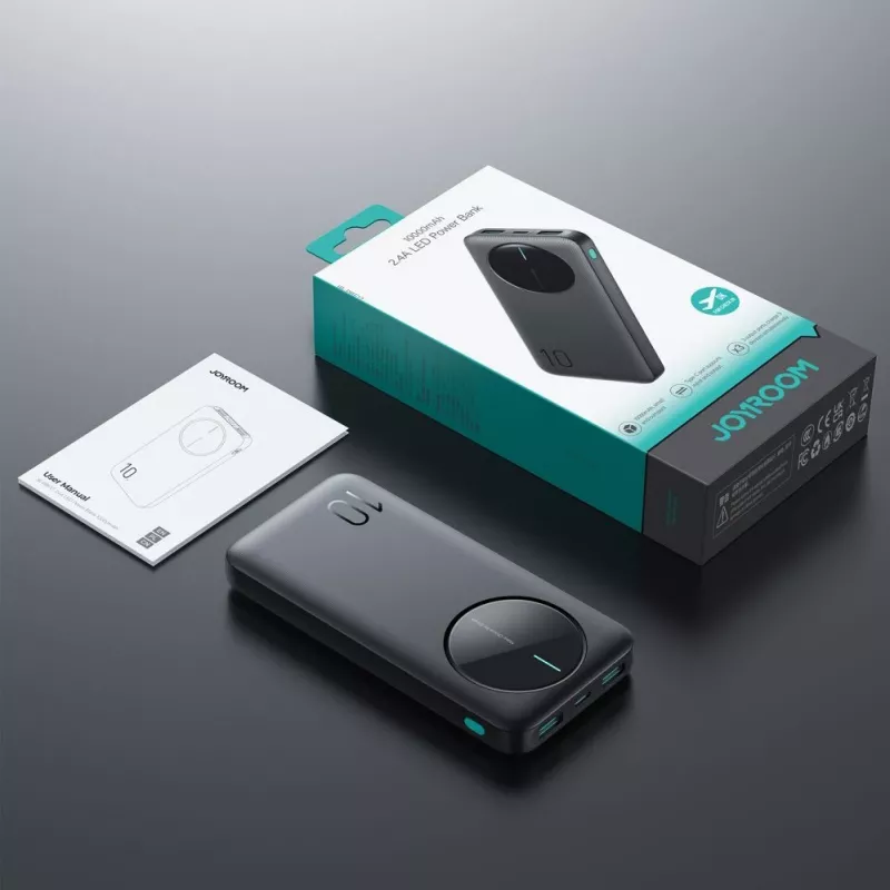 Joyroom JR-PBF12 Power Bank 10000mAh 2.4A 2x USB-A 1x USB-C Melns