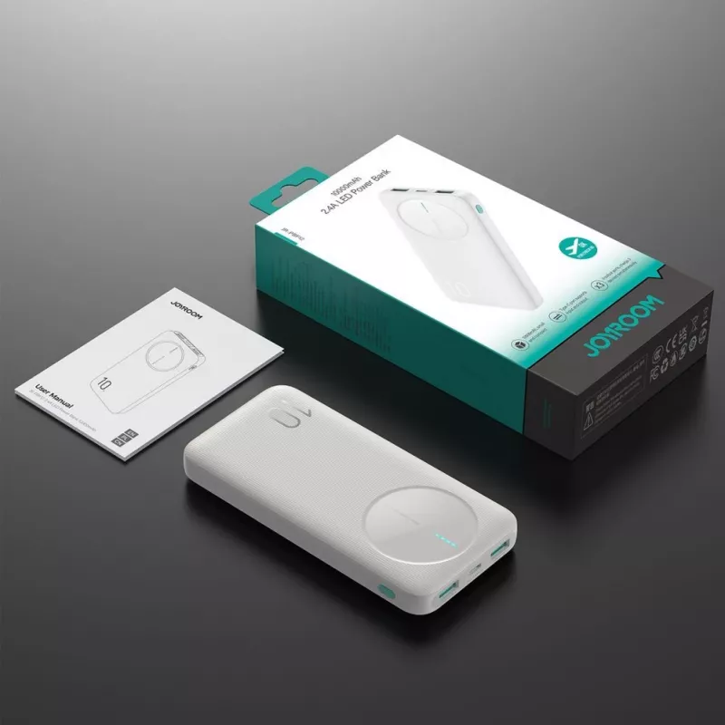 Joyroom JR-PBF12 Power Bank 10000mAh 2.4A Dual USB-A USB-C Balts