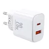 JOYROOM JR-TCF05 Flash 20W USB-C PD lādētājs ar USB-C uz Lightning kabeli 1m Balts