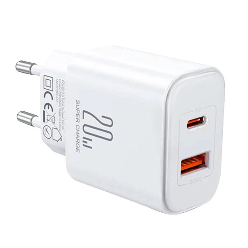 JOYROOM JR-TCF05 Flash 20W USB-C PD lādētājs ar USB-C uz Lightning kabeli 1m Balts