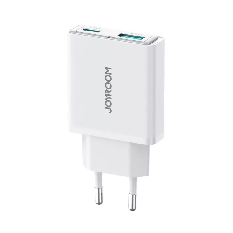 JOYROOM JR-TCF14-WHT 20W PD 3.0 & QC 3.0 divu portu USB sienas lādētājs - balts