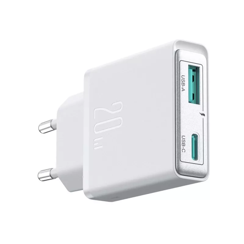 JOYROOM JR-TCF14-WHT 20W PD 3.0 & QC 3.0 divu portu USB sienas lādētājs - balts