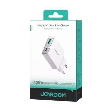 JOYROOM JR-TCF14-WHT 20W PD 3.0 & QC 3.0 divu portu USB sienas lādētājs - balts