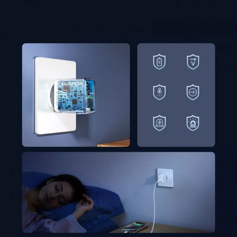 JOYROOM JR-TCF20 20W USB-C sienas lādētājs ar USB-C uz USB-C kabeli (1m)
