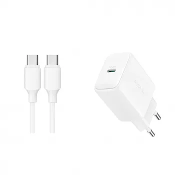 JOYROOM JR-TCF20 20W USB-C sienas lādētājs ar USB-C uz USB-C kabeli (1m)