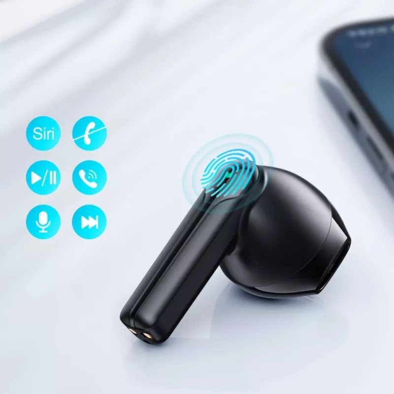 JOYROOM JR-TL11 True Wireless austiņas ar ENC, IPX4 ūdensizturību, Bluetooth 5.3, skārienvadību, melnas