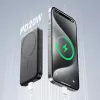JOYROOM JR-W020 Mini Power Bank 5000mAh 20W USB-A USB-C Bezvadu Lādētājs - Melns + USB-C Kabelis